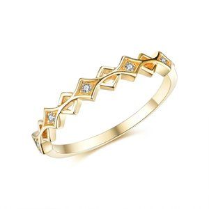 Real Diamond Rhombus Style Wedding Band White Gold